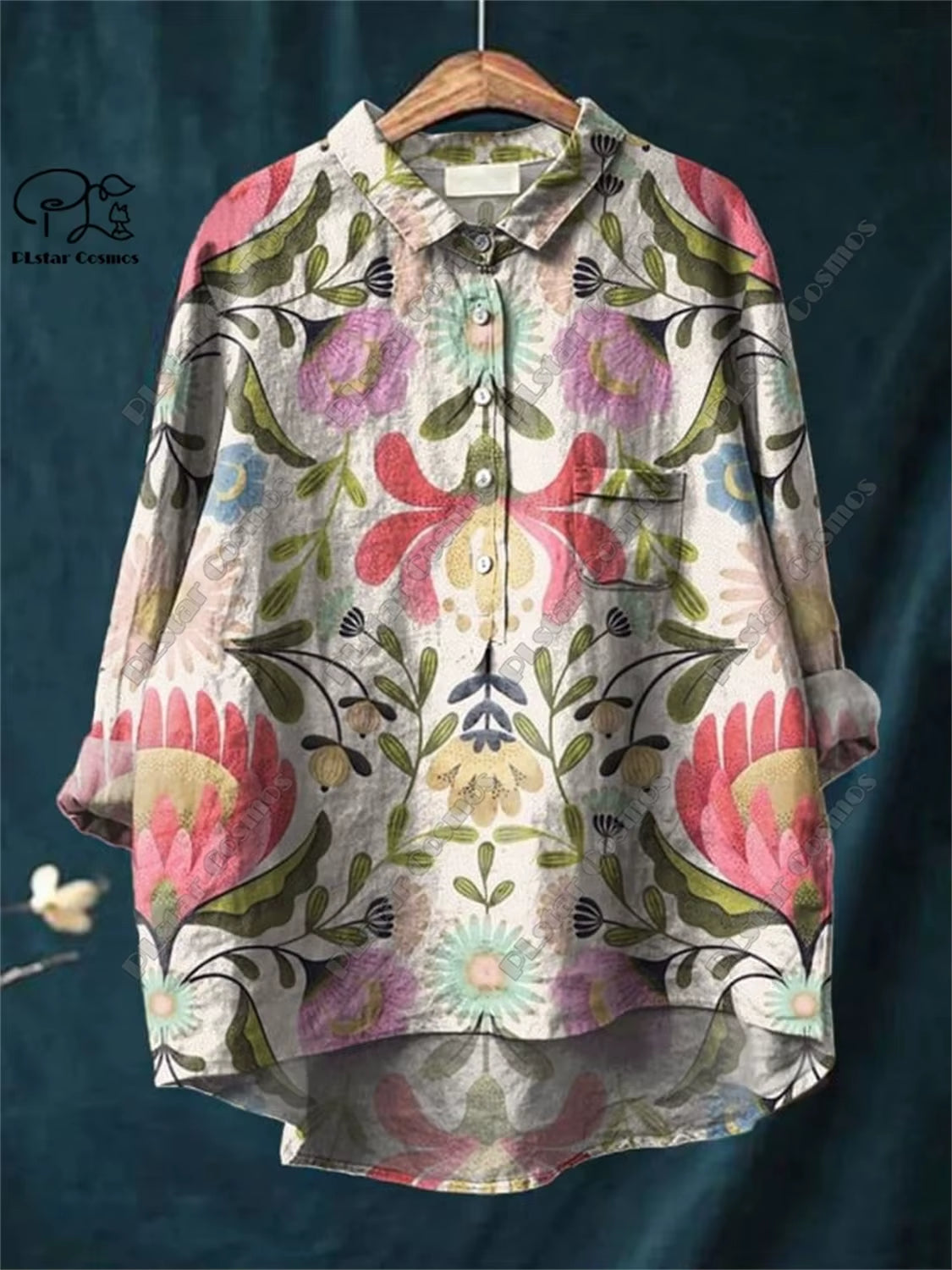 Retro Bloom: 3D Floral Open Tube Shirt for Bold Summer Vibes